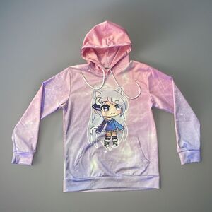 Gacha Life Starry Sky Hoodie Sweatshirt Women's M Multicolor Pullover Space Dye